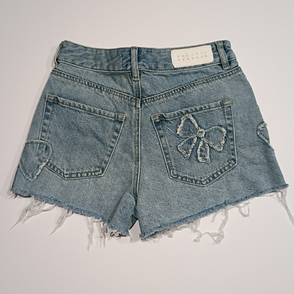 Pacsun High Rise Festival Medium Wash Jeans Shorts - Picture 3 of 7